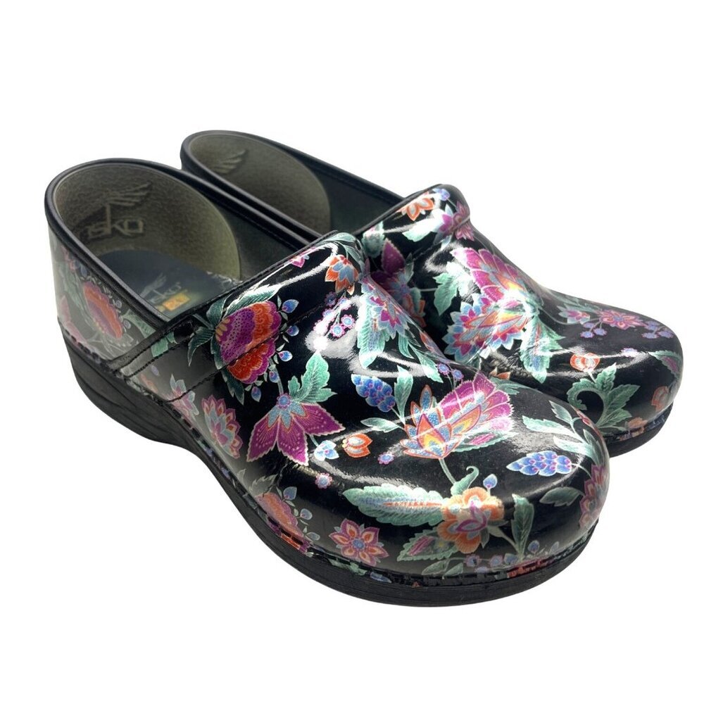 Dansko Paisley Floral Clogs Slip On Shoes Ladies 40 Nurse Professional Medical